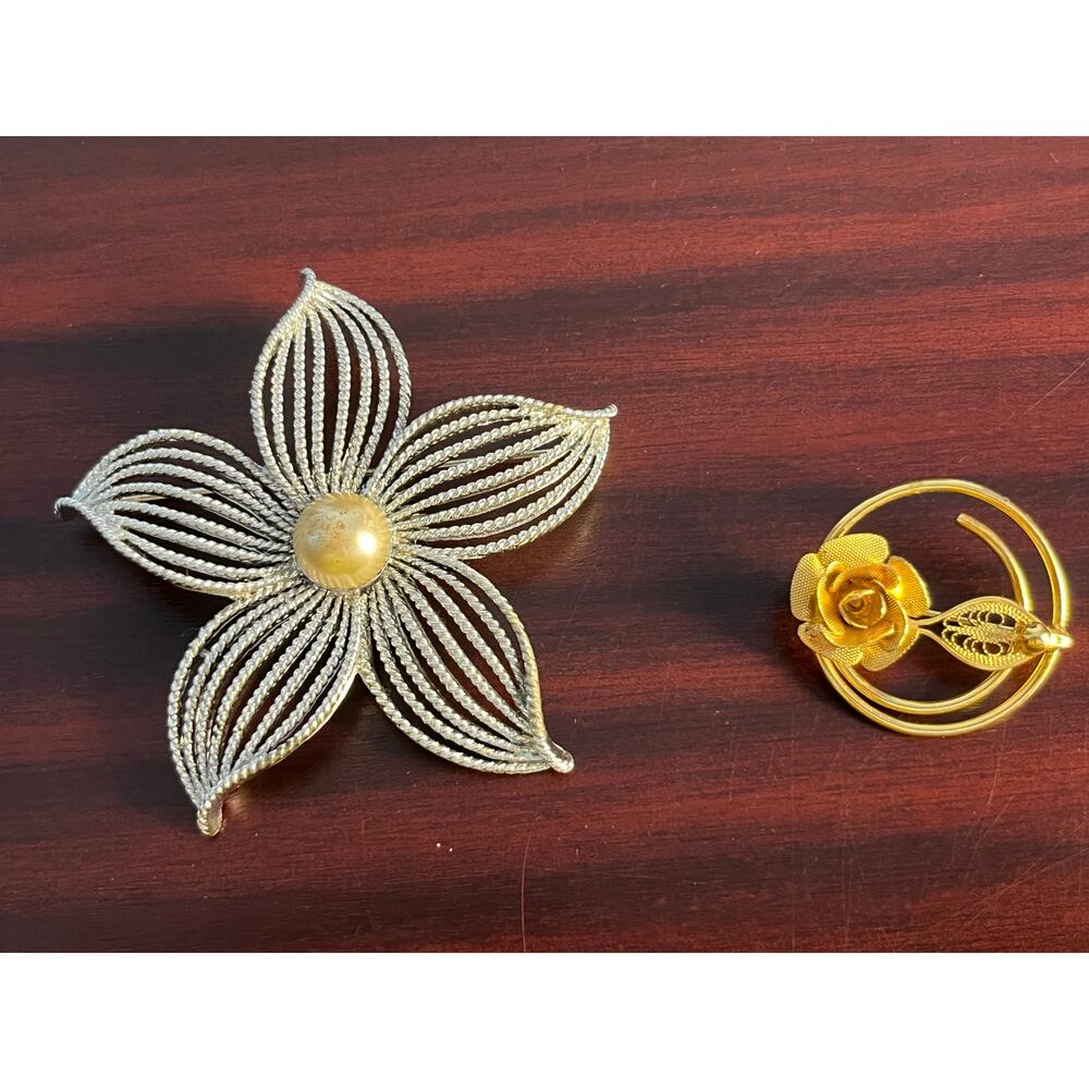 VTG Floral Brooch Lot of 6 Sarah Coventry K&T More Boho Cottage Core - Picture 4 of 10